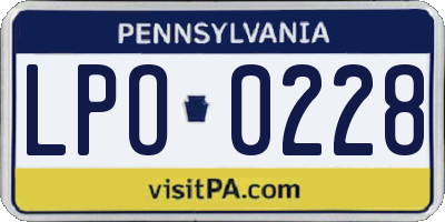PA license plate LPO0228