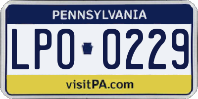 PA license plate LPO0229