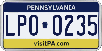 PA license plate LPO0235