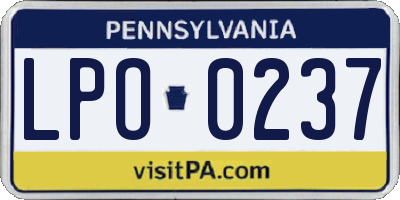 PA license plate LPO0237