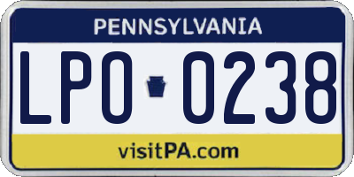 PA license plate LPO0238