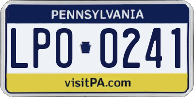 PA license plate LPO0241