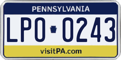PA license plate LPO0243