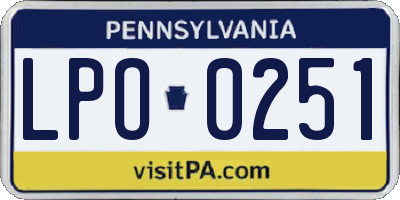 PA license plate LPO0251