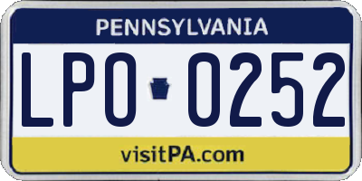 PA license plate LPO0252