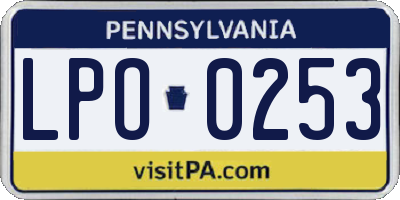 PA license plate LPO0253