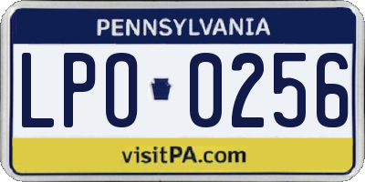 PA license plate LPO0256