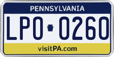 PA license plate LPO0260