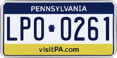 PA license plate LPO0261