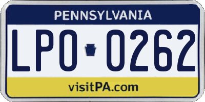 PA license plate LPO0262