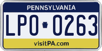PA license plate LPO0263