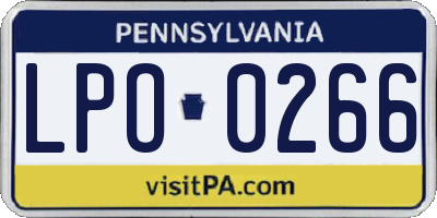 PA license plate LPO0266