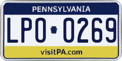 PA license plate LPO0269