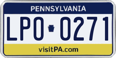 PA license plate LPO0271
