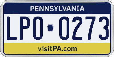 PA license plate LPO0273