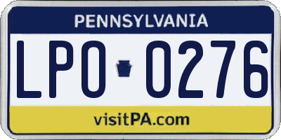 PA license plate LPO0276