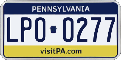 PA license plate LPO0277
