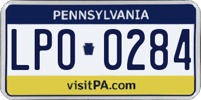 PA license plate LPO0284