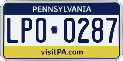 PA license plate LPO0287