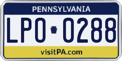 PA license plate LPO0288