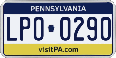 PA license plate LPO0290