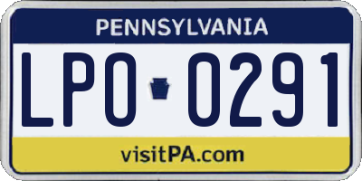 PA license plate LPO0291