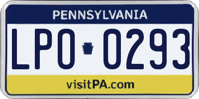 PA license plate LPO0293