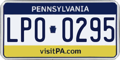 PA license plate LPO0295