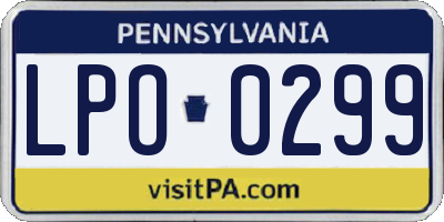 PA license plate LPO0299
