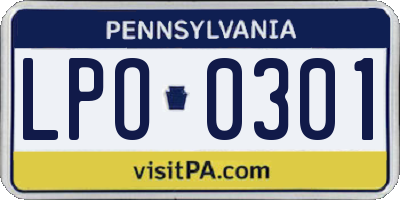 PA license plate LPO0301