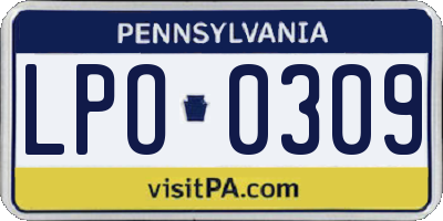 PA license plate LPO0309