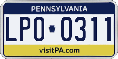PA license plate LPO0311