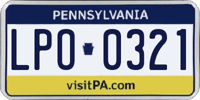PA license plate LPO0321