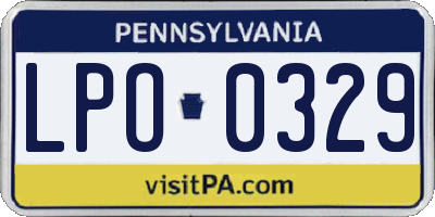 PA license plate LPO0329