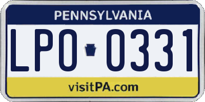 PA license plate LPO0331