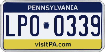 PA license plate LPO0339