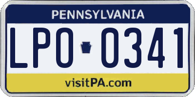 PA license plate LPO0341