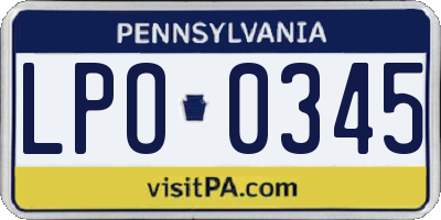 PA license plate LPO0345