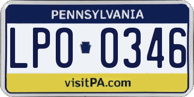PA license plate LPO0346