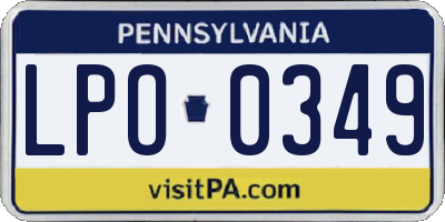 PA license plate LPO0349