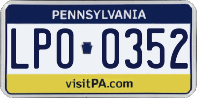 PA license plate LPO0352