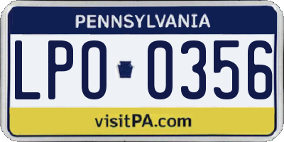 PA license plate LPO0356