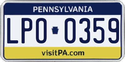 PA license plate LPO0359