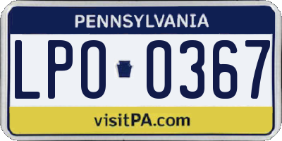 PA license plate LPO0367