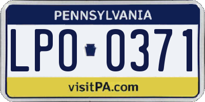 PA license plate LPO0371