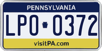 PA license plate LPO0372