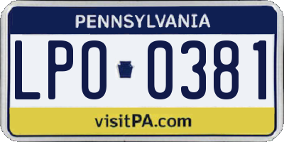 PA license plate LPO0381