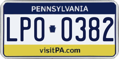 PA license plate LPO0382