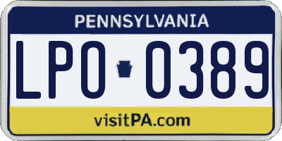PA license plate LPO0389