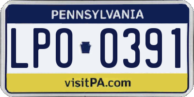 PA license plate LPO0391